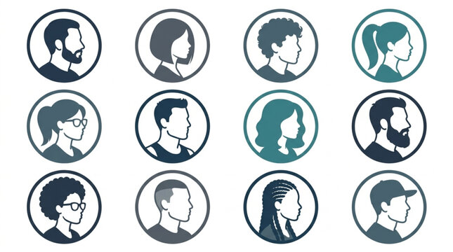 Diverse Human Avatars Profile Silhouettes Collection.