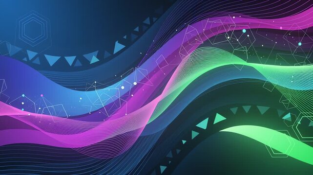 Abstract Dynamic Waves Flowing Through Colorful Light Fields