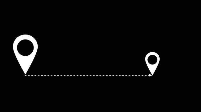 Digital navigation route animation with 45 km distance indicator. 4k video