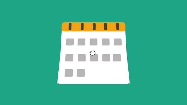 Simple Flat Design Calendar Icon with Red Header date schedule.4k video