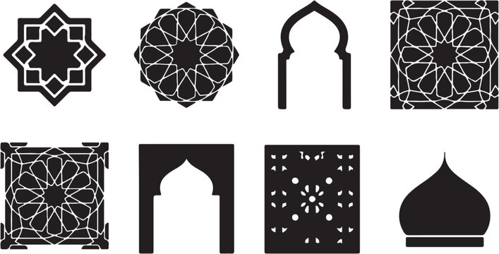 Islamic geometric patterns and arches.