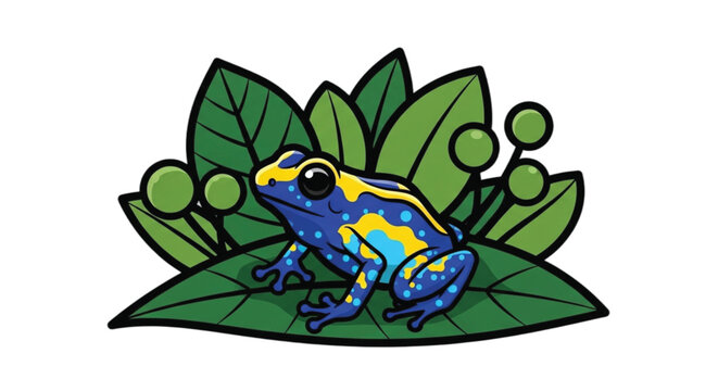 Colorful Blue and Yellow Frog Sitting.