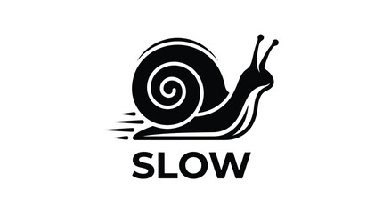 snail silhouette with motion lines on white background animal shell creature crawl © shamim