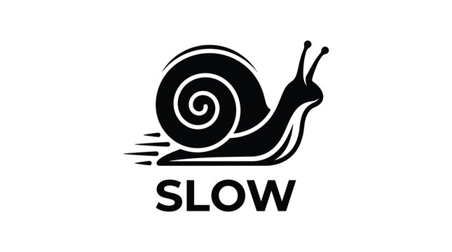 snail silhouette with motion lines on white background animal shell creature crawl