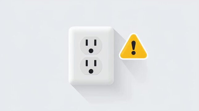 Electrical Safety Warning Concept with Wall Socket Vector Icon