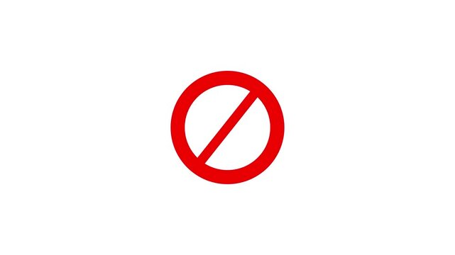 Abstract a wonderful new red sign stop, error, wrong, fail, cross, warning icon animation on white background.