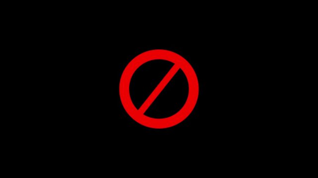 Abstract a wonderful new red sign stop, error, wrong, fail, cross, warning icon animation on black background.