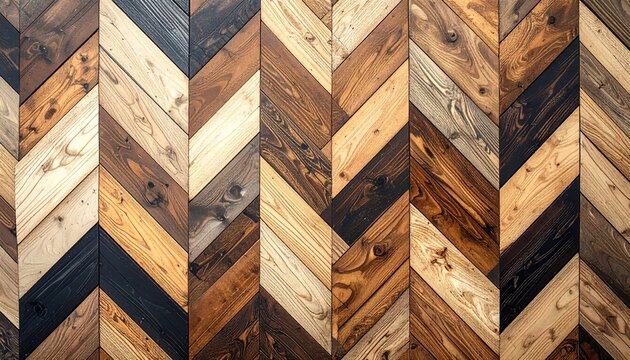 Rustic Chevron Patterned Wood Wall Texture Background.