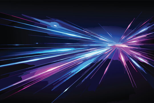 Modern abstract background with layered laser straight line beams showing fast pace movement and velocity blur, dynamic vector illustration for industry and technology design concepts today.