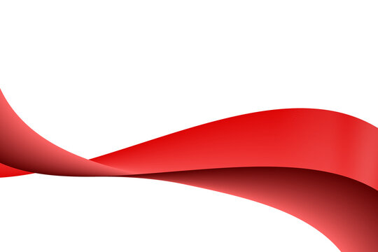 Abstract Red 3D Ribbon with Flowing Curves on White