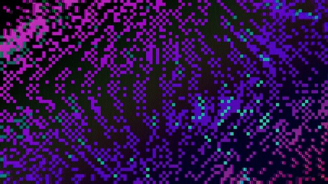 Flickering purple pixel sort glitch - cyberpunk gaming video loop