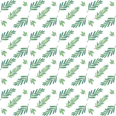 Fototapeta premium watercolor cute green leaf seamless pattern 
