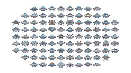 Collection of diverse flying saucer UFO spacecraft designs. © Zadar