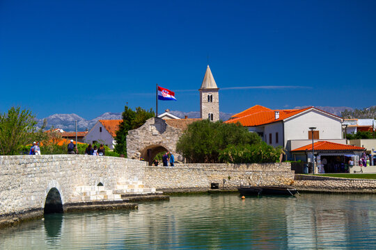 Historical buildings in Nin town in Croatia
