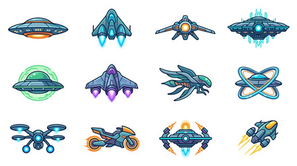 Collection of futuristic science fiction spacecraft and vehicles. © Zadar