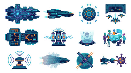 Collection of futuristic science fiction technology and alien elements. © Zadar