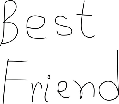Handwritten text best friend isolated on white background with handwriting