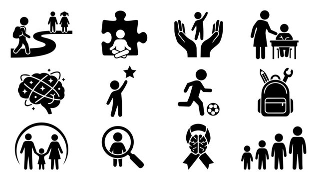 DCD Awareness and Inclusion Silhouette Icon Set
