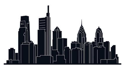 Obraz premium Dynamic vector silhouette of the iconic Philadelphia skyline, capturing the architectural beauty and urban landscape of the historic city