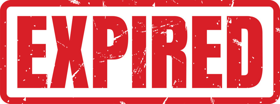Red grunge rubber stamp impression with the bold text EXPIRED indicating a past validity date