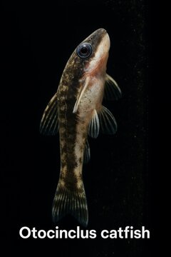 Otocinclus catfish close-up showing mottled pattern and finnage