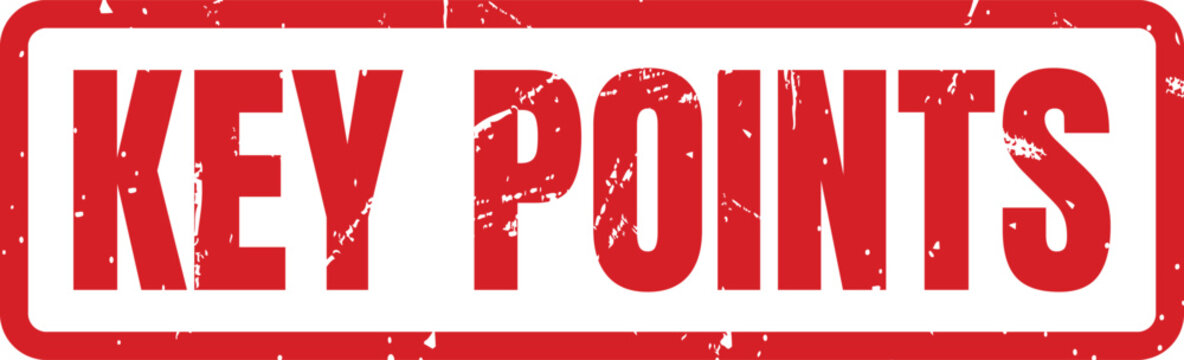 Bold red grunge rubber stamp design with the words Key Points for professional presentation summaries