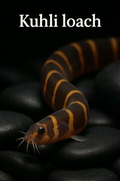 Atlas style macro portrait of a banded kuhli loach