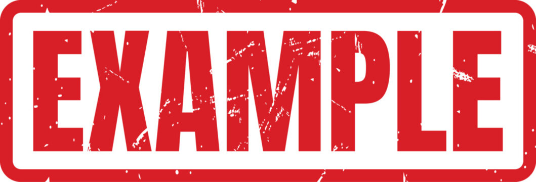 Textured red rubber ink stamp featuring the word example for professional instructional or educational purposes