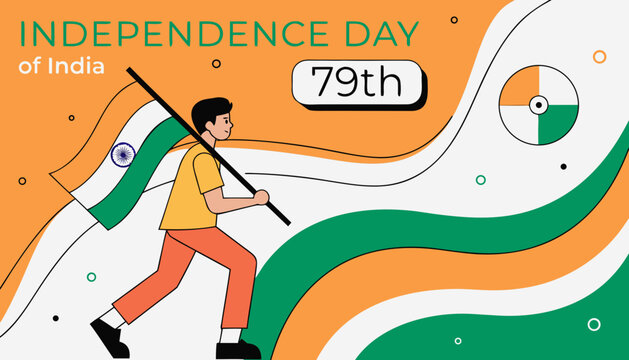 Indian Independence Day, 79th anniversary celebration, patriotic vector, tricolor flag