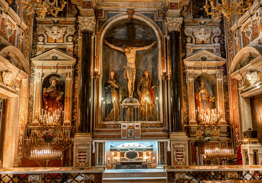 Baroque church of the Gesu Nuovo, Naples, Italy