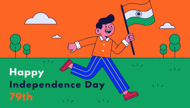 Indian Independence Day, Happy 79th Anniversary, Vector Illustration, Celebration Background
