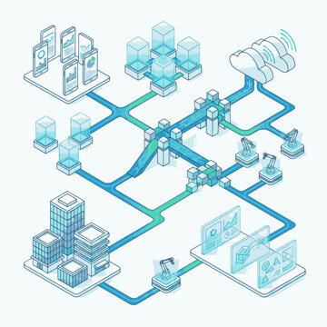 Abstract representation of a complex digital network connecting various devices and data centers.