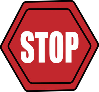Red octagonal road sign with stop text