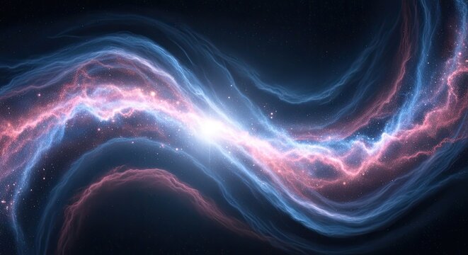 Abstract Cosmic Nebula Energy Flow with Light Streaks.
