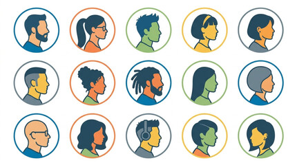Fototapeta premium Diverse Profile Avatars Representing People.