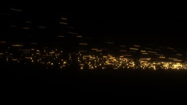 Hot Golden Sparks From Grinding Metal Flying Across A Dark Black Background.