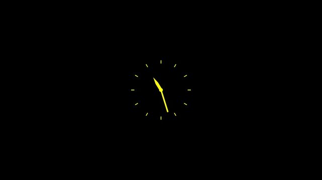 Abstract Wall clock icon with moving arrows in 12 hour loop. And 24 hours day fast speed with moving timer, clock animation.