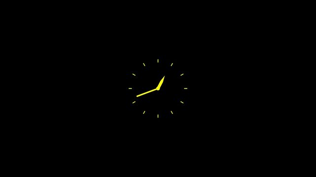 Abstract Wall clock icon with moving arrows in 12 hour loop. And 24 hours day fast speed with moving timer, clock animation.