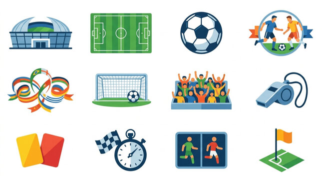 Collection of Soccer Football Sports Icons and Symbols.