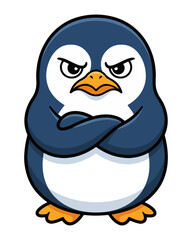 Fototapeta premium Grumpy penguin vector illustration isolated on white background