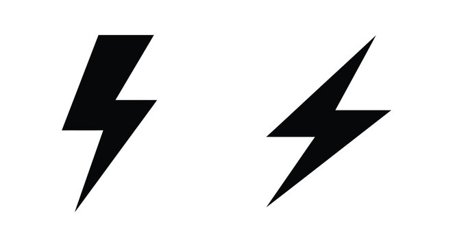 lightning bolt shapes in black silhouette icon symbol electricity energy power flash thunder storm weather vector