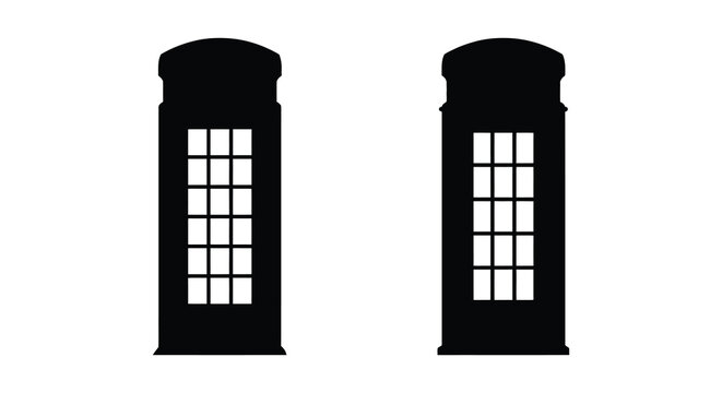 telephone booth silhouette on white background phone box communication black iconic london architecture design vector graphic