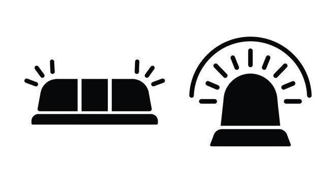 emergency lights silhouette on white background black icon vector alarm warning signal safety security police fire