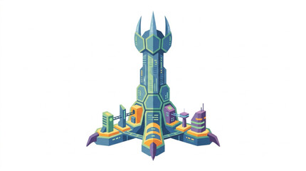 Fantasy castle tower structure. © Box