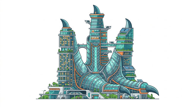 Fantasy castle towers architecture.