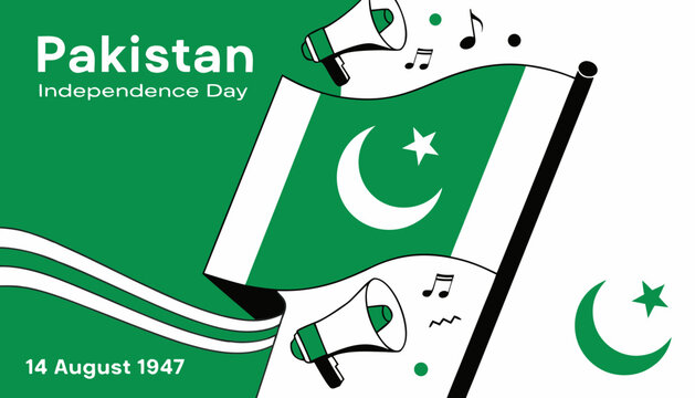 Pakistan Independence Day, national flag, green and white colors, 14 August 1947