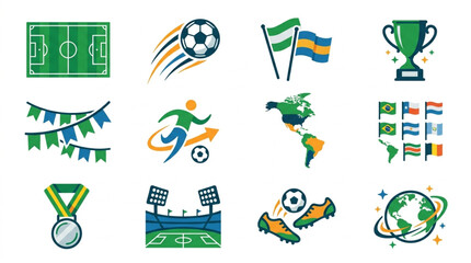 Collection of soccer sport icons and symbols for sports events. © Rapli