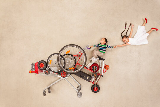 Children trying out new vehicle