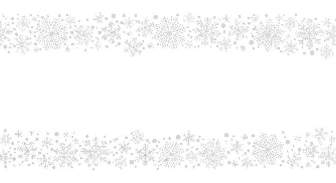 Abstract halftone dot snowflake patterns, pixelated textures, repeating shapes, geometric background design elements, clean minimalist style.