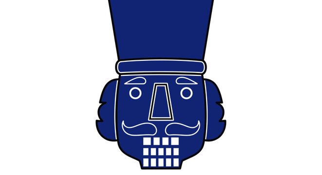 Blue Nutcracker Soldier Head Icon, Festive Christmas Character Illustration